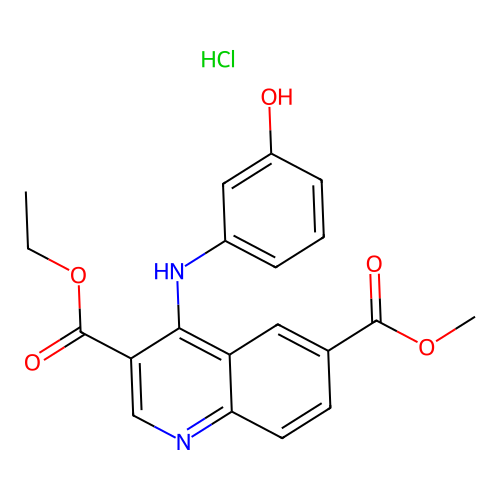 3-ethyl 6-methyl 4-((3-hydroxyphenyl)amino)quinoline-3,6-dicarboxylate hydrochloride structure