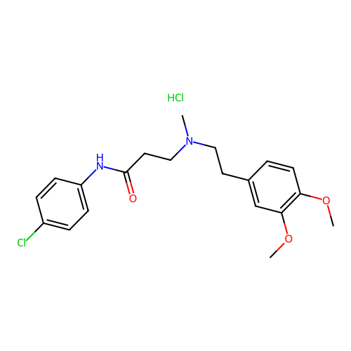 N-(4-chlorophenyl)-3-((3,4-dimethoxyphenethyl)(methyl)amino)propanamide hydrochloride structure