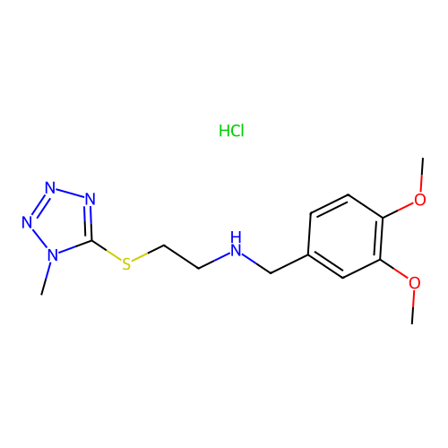 N-(3,4-dimethoxybenzyl)-2-((1-methyl-1H-tetrazol-5-yl)thio)ethanamine hydrochloride structure