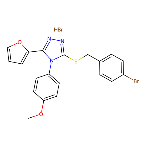 3-[(4-bromophenyl)methylsulfanyl]-5-(2-furyl)-4-(4-methoxyphenyl)-1,2,4-triazole Hydrobromide structure