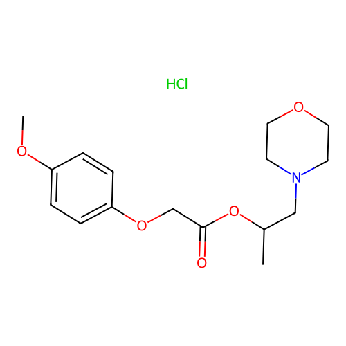 1-Morpholinopropan-2-yl 2-(4-methoxyphenoxy)acetate hydrochloride structure