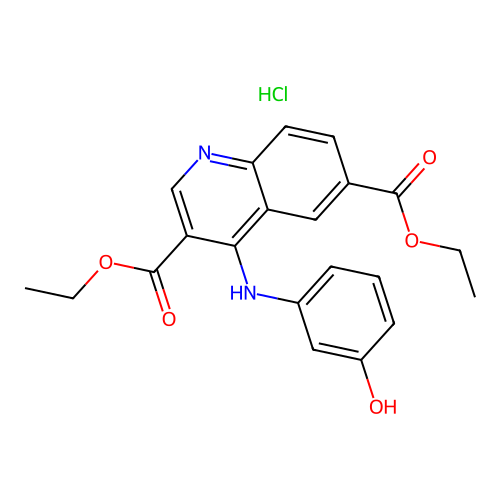 Diethyl 4-(3-hydroxyanilino)quinoline-3,6-dicarboxylate;hydrochloride structure