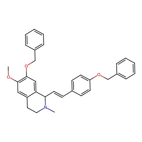 1-<2-(4-benzyloxyphenyl)vinyl>-7-benzyloxy-6-methoxy-N-methyl-1,2,3,4-tetrahydroisoquinoline structure