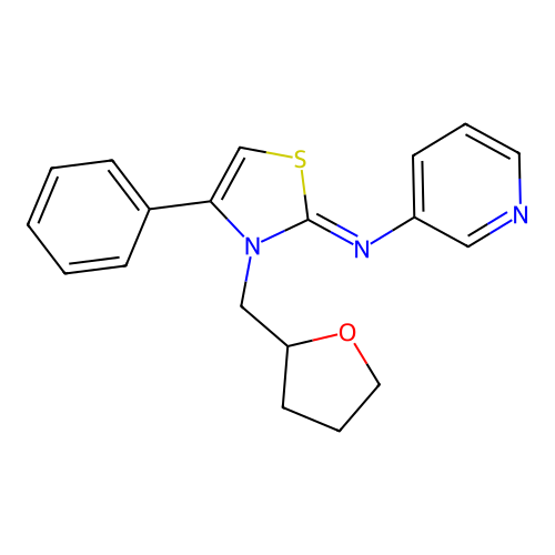 3-(oxolan-2-ylmethyl)-4-phenyl-N-pyridin-3-yl-1,3-thiazol-2-imine structure