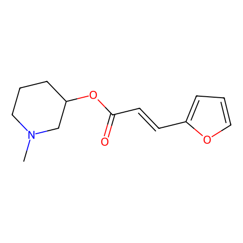 1-methylpiperidin-3-yl (2E)-3-(furan-2-yl)prop-2-enoate structure