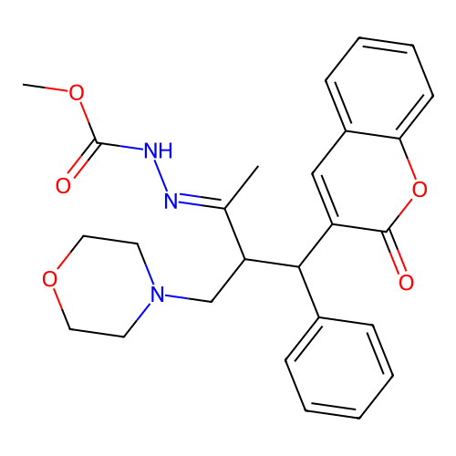 methyl N-[(E)-[1-methyl-2-(morpholinomethyl)-3-(2-oxochromen-3-yl)-3-phenyl-propylidene]amino]carbamate structure