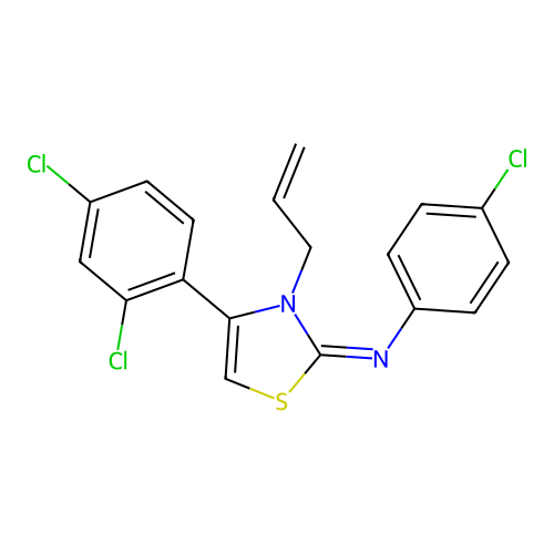 4-(2,4-dichlorophenyl)-2-[(4-chlorophenyl)azamethylene]-3-prop-2-enyl-1,3-thia zoline structure