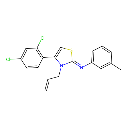 4-(2,4-dichlorophenyl)-2-[(3-methylphenyl)azamethylene]-3-prop-2-enyl-1,3-thia zoline structure