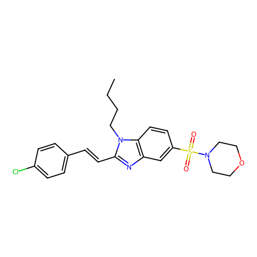 1-Butyl-2-[(1E)-2-(4-chlorophenyl)ethenyl]-5-(4-morpholinylsulfonyl)-1H-benzimidazole structure