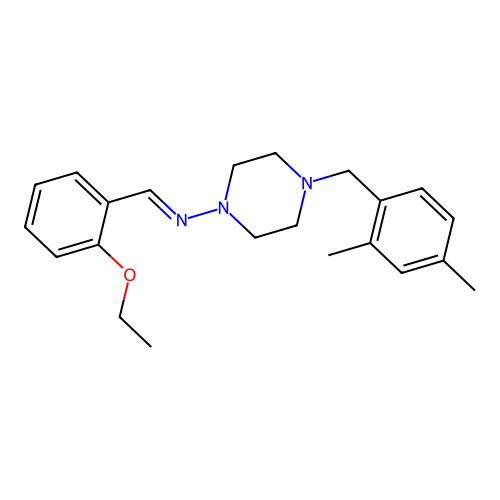 4-(2,4-dimethylbenzyl)-N-[(E)-(2-ethoxyphenyl)methylidene]piperazin-1-amine structure