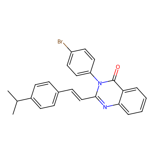 3-(4-bromophenyl)-2-{(E)-2-[4-(propan-2-yl)phenyl]ethenyl}quinazolin-4(3H)-one structure