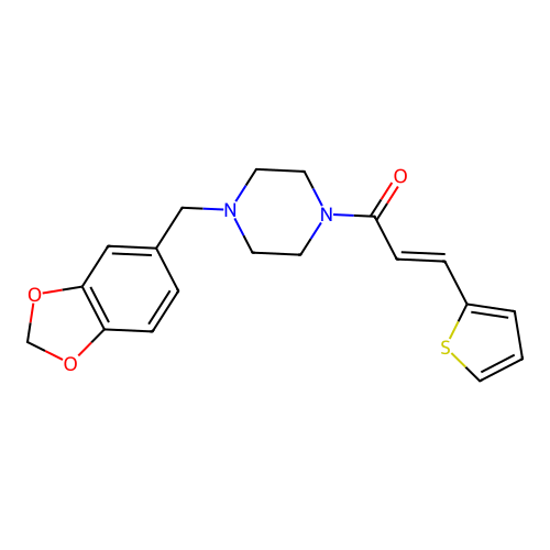 1-(1,3-Benzodioxol-5-ylmethyl)-4-[3-(2-thienyl)acryloyl]piperazine structure