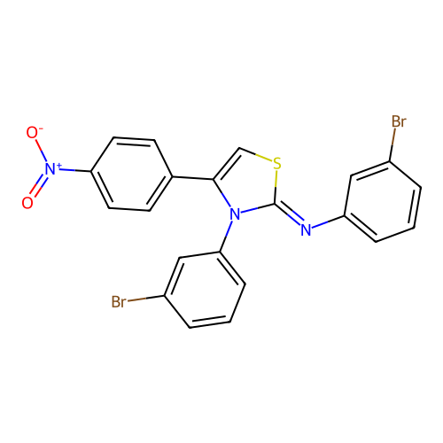 N,3-bis(3-bromophenyl)-4-(4-nitrophenyl)-1,3-thiazol-2-imine structure