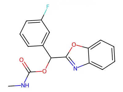 (1,3-Benzoxazol-2-yl)(3-fluorophenyl)methyl N-methylcarbamate structure