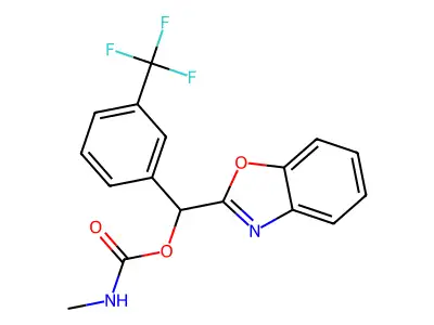 (1,3-Benzoxazol-2-yl)(3-(trifluoromethyl)phenyl)methyl N-methylcarbamate structure