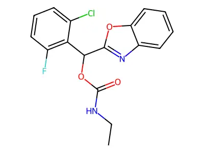 1,3-Benzoxazol-2-yl-(2-chloro-6-fluorophenyl)methyl N-ethylcarbamate structure
