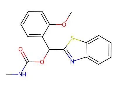 (1,3-benzothiazol-2-yl-(2-methoxyphenyl)methyl) N-methylcarbamate structure