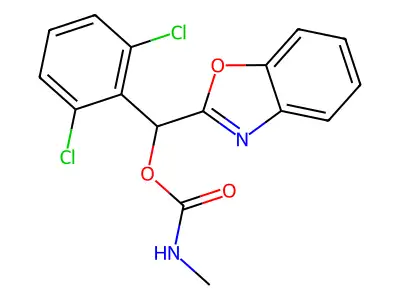 2-Benzoxazolemethanol, alpha-(2,6-dichlorophenyl)-, methylcarbamate (ester) structure