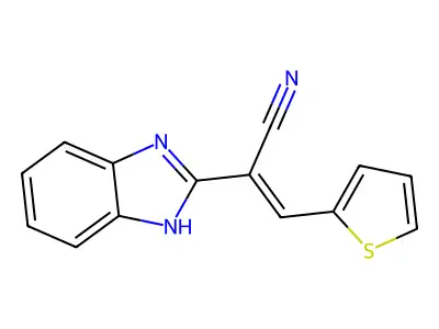 2-(1H-benzimidazol-2-yl)-3-thiophen-2-ylprop-2-enenitrile structure