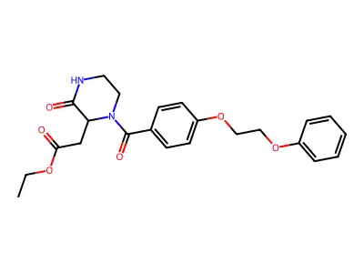 Ethyl 2-[3-oxo-1-[4-(2-phenoxyethoxy)benzoyl]piperazin-2-yl]acetate structure