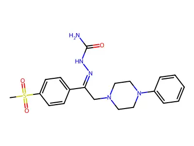[[1-(4-Methylsulfonylphenyl)-2-(4-phenylpiperazin-1-yl)ethylidene]amino]urea structure