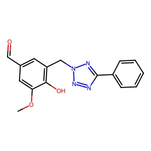 Benzaldehyde, 4-hydroxy-3-methoxy-5-((5-phenyl-2H-tetrazol-2-yl)methyl)- structure