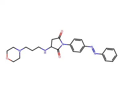 3-{[3-(morpholin-4-yl)propyl]amino}-1-{4-[(Z)-phenyldiazenyl]phenyl}pyrrolidine-2,5-dione structure