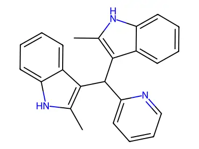 2-methyl-3-[(2-methyl-1H-indol-3-yl)-(2-pyridinyl)methyl]-1H-indole structure