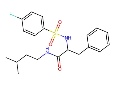 I+/--[[(4-Fluorophenyl)sulfonyl]amino]-N-(3-methylbutyl)benzenepropanamide structure