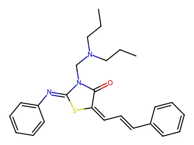 5-Cinnamylidene-3-[(dipropylamino)methyl]-2-phenylimino-1,3-thiazolidin-4-one structure