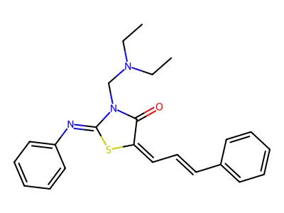 5-Cinnamylidene-3-(diethylaminomethyl)-2-phenylimino-1,3-thiazolidin-4-one structure