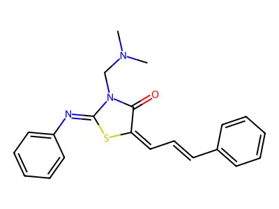 5-Cinnamylidene-3-[(dimethylamino)methyl]-2-phenylimino-1,3-thiazolidin-4-one structure