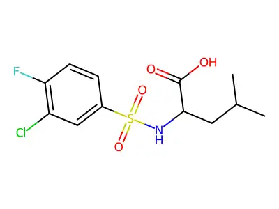 ((3-Chloro-4-fluorophenyl)sulfonyl)leucine structure