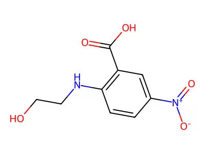 2-[(2-Hydroxyethyl)amino]-5-nitrobenzoic acid structure