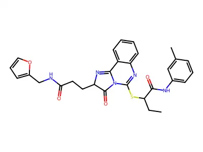 2-{[2-(2-{[(furan-2-yl)methyl]carbamoyl}ethyl)-3-oxo-2H,3H-imidazo[1,2-c]quinazolin-5-yl]sulfanyl}-N-(3-methylphenyl)butanamide structure