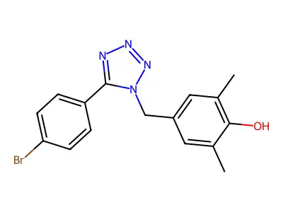 Phenol, 4-((5-(4-bromophenyl)-1H-tetrazol-1-yl)methyl)-2,6-dimethyl- structure