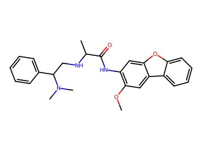 2-[[2-(Dimethylamino)-2-phenylethyl]amino]-N-(2-methoxy-3-dibenzofuranyl)propanamide structure