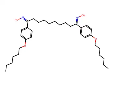 N-[1,10-bis(4-hexoxyphenyl)-10-hydroxyiminodecylidene]hydroxylamine structure