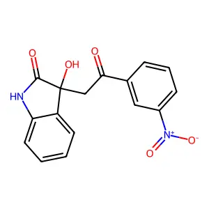 3-hydroxy-3-[2-(3-nitrophenyl)-2-oxoethyl]-1H-indol-2-one structure