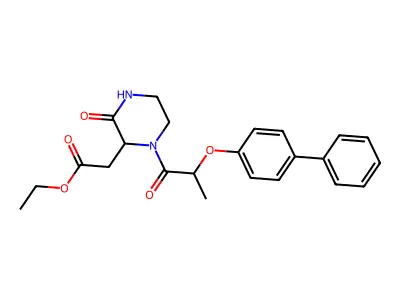 Ethyl {1-[2-(biphenyl-4-yloxy)propanoyl]-3-oxopiperazin-2-yl}acetate structure