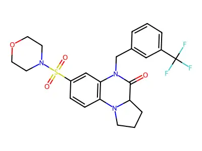 7-(morpholinosulfonyl)-5-[3-(trifluoromethyl)benzyl]-1,2,3,3a-tetrahydropyrrolo[1,2-a]quinoxalin-4(5H)-one structure