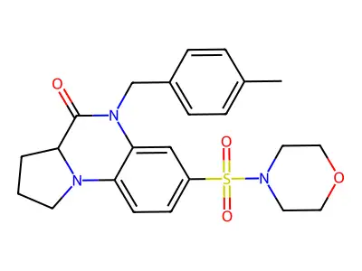 5-(4-methylbenzyl)-7-(morpholinosulfonyl)-1,2,3,3a-tetrahydropyrrolo[1,2-a]quinoxalin-4(5H)-one structure