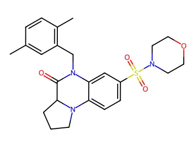 5-(2,5-dimethylbenzyl)-7-(morpholinosulfonyl)-1,2,3,3a-tetrahydropyrrolo[1,2-a]quinoxalin-4(5H)-one structure