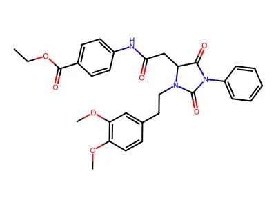 ethyl 4-[({3-[2-(3,4-dimethoxyphenyl)ethyl]-2,5-dioxo-1-phenylimidazolidin-4-yl}acetyl)amino]benzoate structure