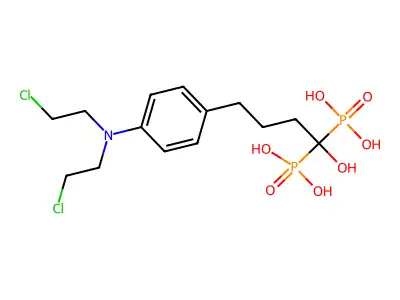4-(4-(Bis(2-chloroethyl)amino)phenyl)-1-hydroxybutane-1,1-bisphosphonic acid structure