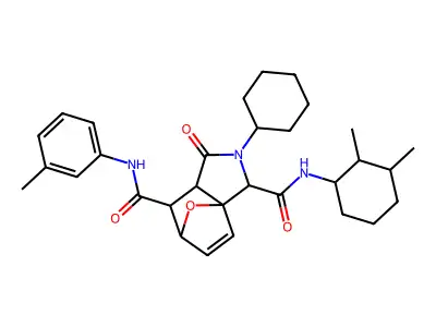 2-Cyclohexyl-N3-(2,3-dimethylcyclohexyl)-1,2,3,6,7,7a-hexahydro-N7-(3-methylphenyl)-1-oxo-3a,6-epoxy-3aH-isoindole-3,7-dicarboxamide structure