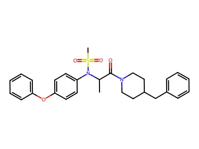 N-[1-(4-benzylpiperidin-1-yl)-1-oxopropan-2-yl]-N-(4-phenoxyphenyl)methanesulfonamide structure