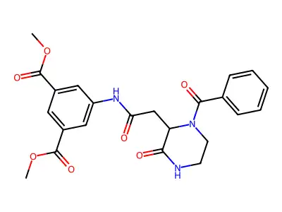 Dimethyl 5-{[(1-benzoyl-3-oxo-2-piperazinyl)acetyl]amino}isophthalate structure
