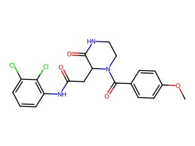 N-(2,3-dichlorophenyl)-2-[1-(4-methoxybenzoyl)-3-oxopiperazin-2-yl]acetamide structure