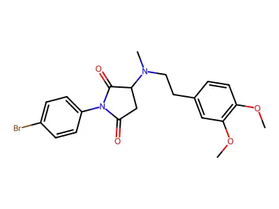 1-(4-bromophenyl)-3-{[2-(3,4-dimethoxyphenyl)ethyl](methyl)amino}pyrrolidine-2,5-dione structure